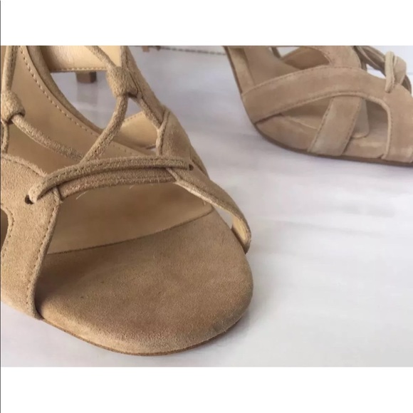 New MK Michael Kors Leather Suede Pumps Gladiator Lace Brown Women Shoes 10 - Picture 4 of 12